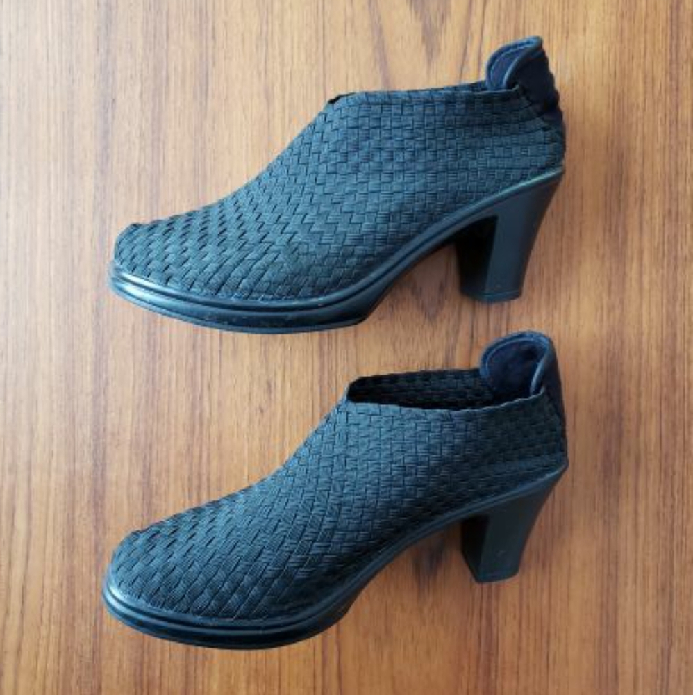 bernie mev. Black Woven Ankle Booties